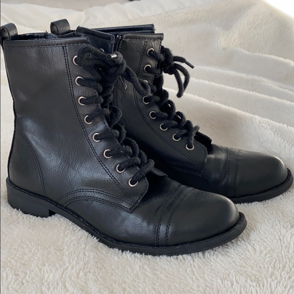 black combat boots